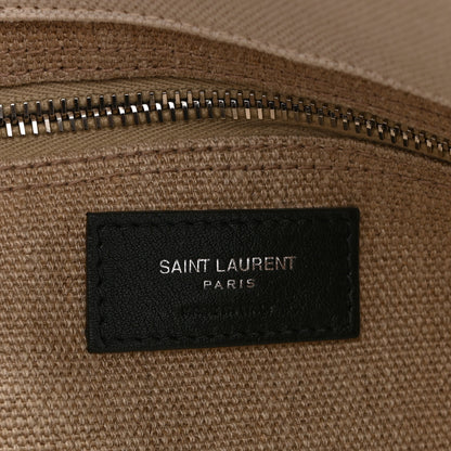Saint Laurent Linen Calfskin Small Rive Gauche Tote Greggio Natural 6 of 10