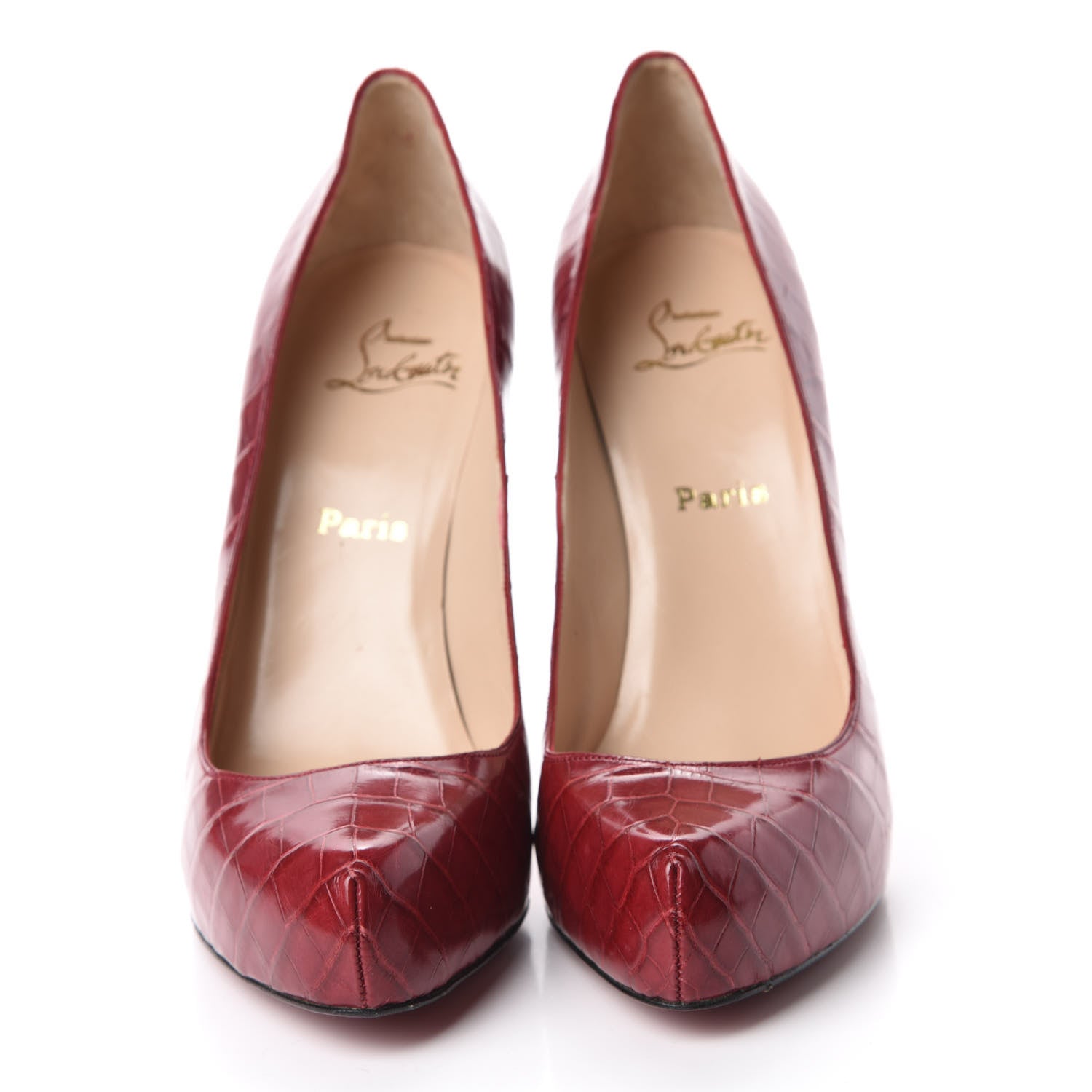 Christian Louboutin Calfskin Crocodile Embossed Rolando 120 Pumps 41 Red 2 of 8