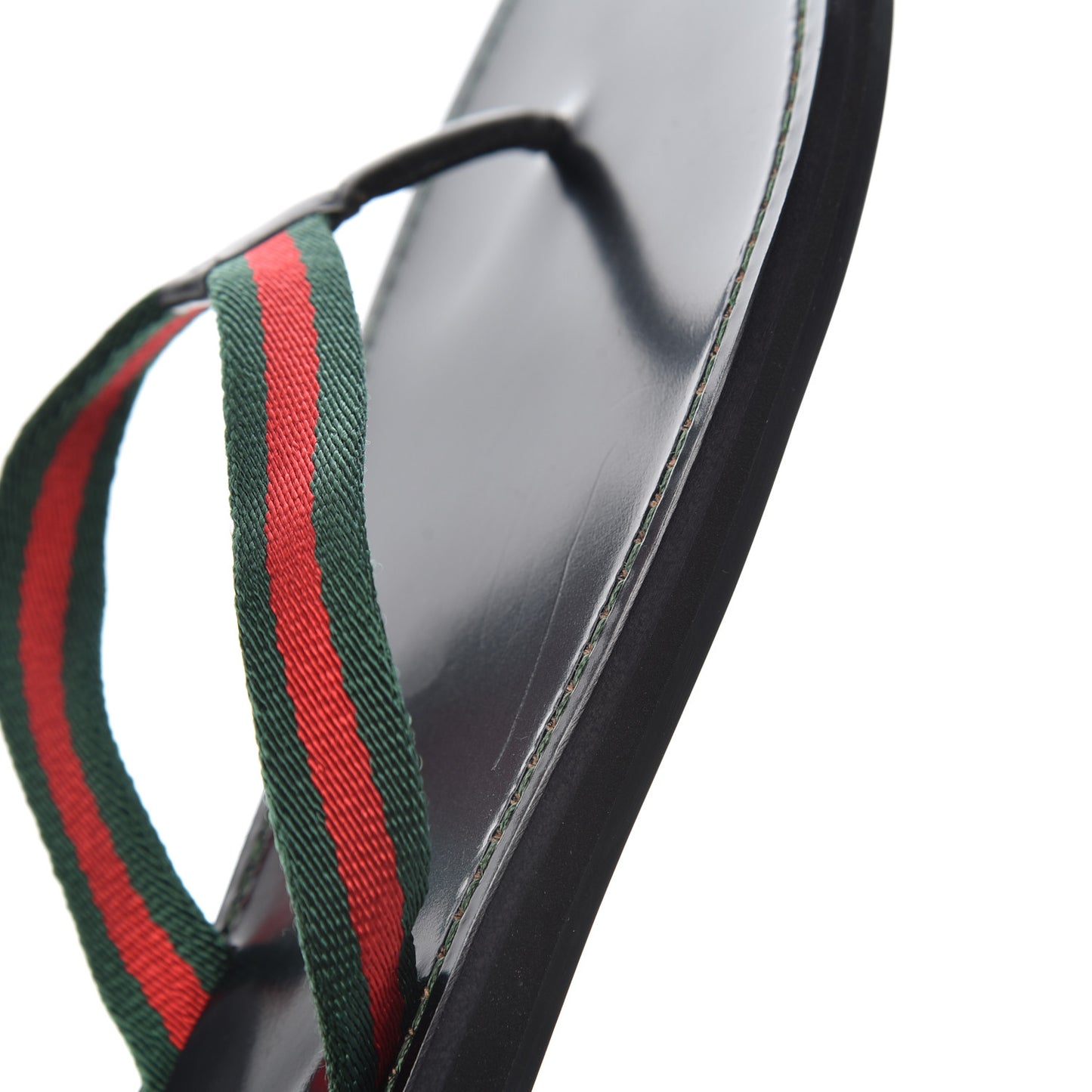 Nylon Calfskin Web Womens Thong Sandals 39.5 Green Red Black