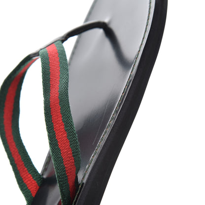 Gucci Nylon Calfskin Web Womens Thong Sandals 39.5 Green Red Black 8 of 12
