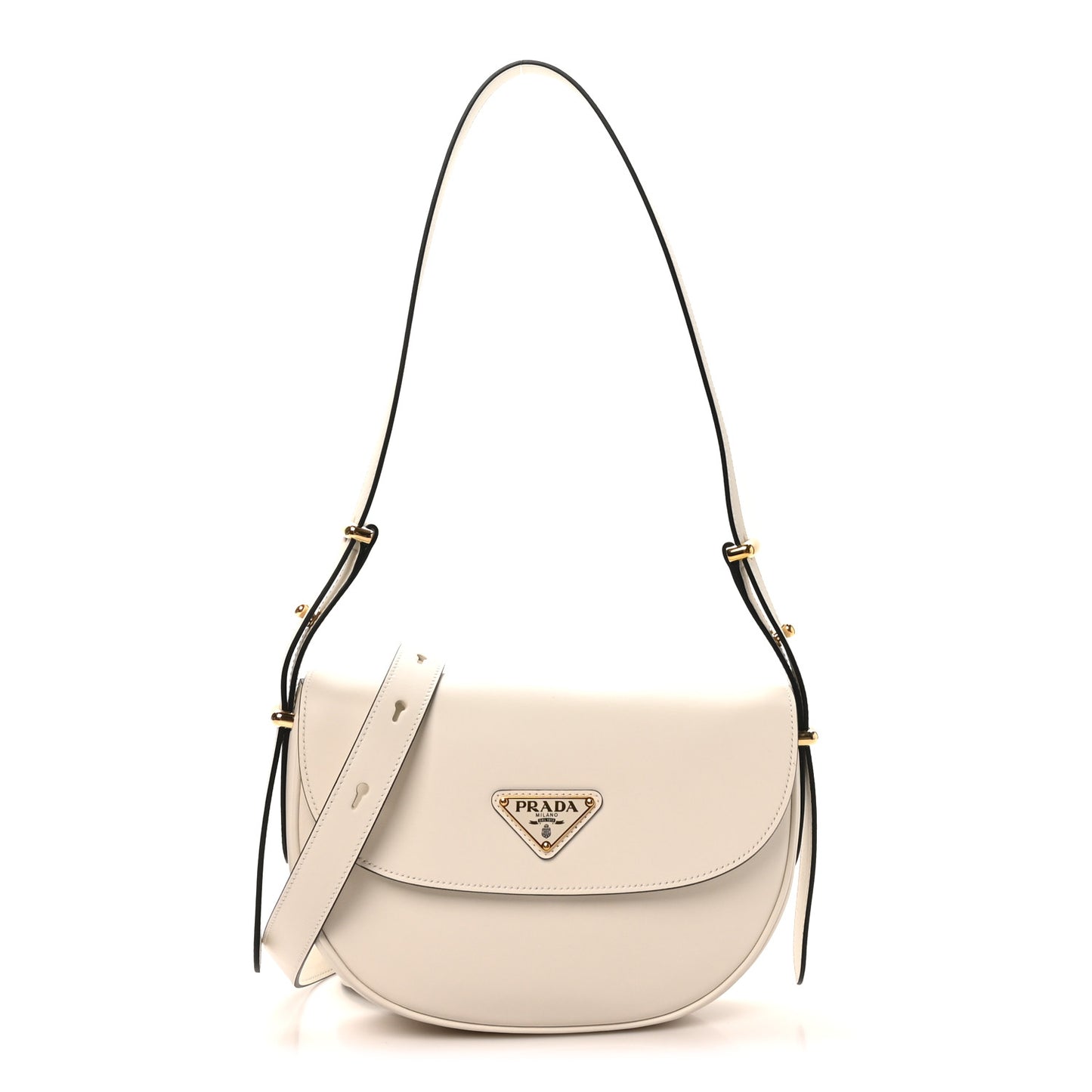 Soft Calfskin Triangle Arque Flap Shoulder Bag White