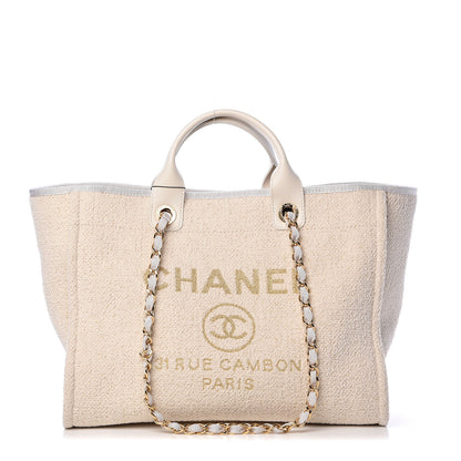 Chanel Lurex Boucle Large Deauville Tote White 1 of 11