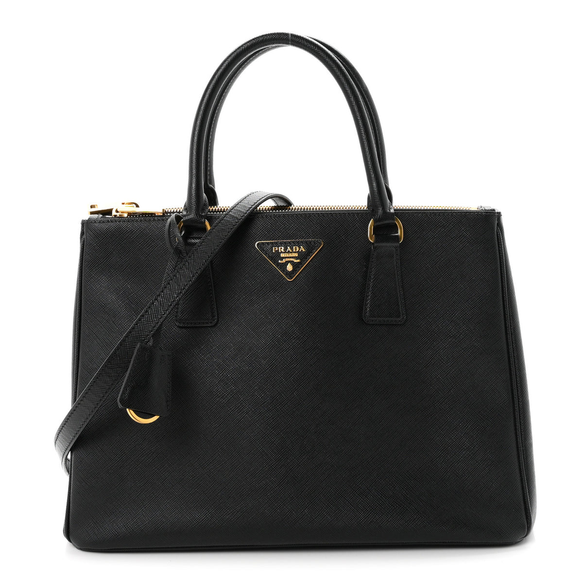 Prada Saffiano Small Galleria Double Zip Tote Black 1 of 10
