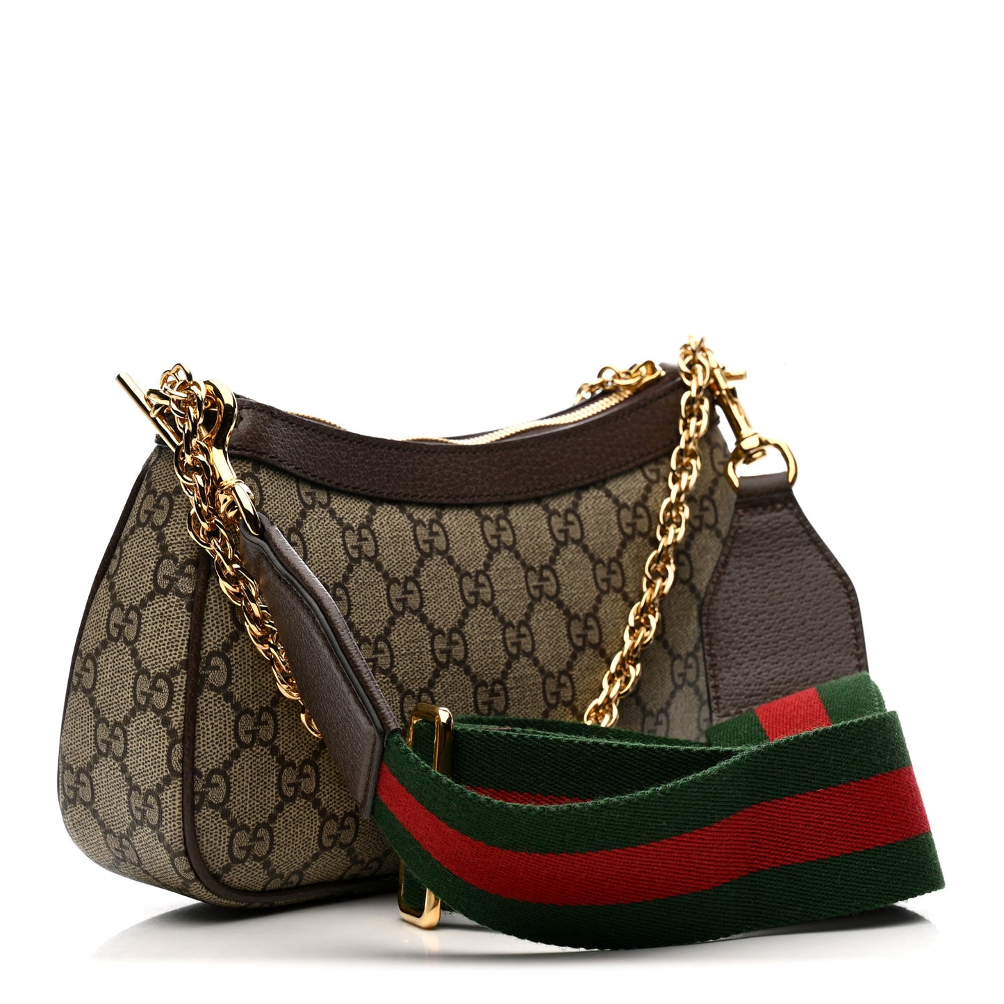 GG Supreme Monogram Textured Dollar Calfskin Web Small Ophidia GG Handbag Beige Ebony New Acero