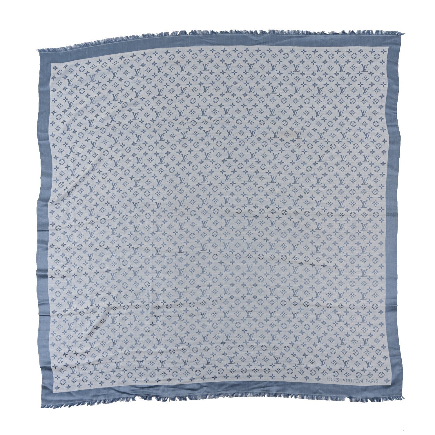 Louis Vuitton Silk Wool Monogram Denim Shawl Light Blue 1 of 4