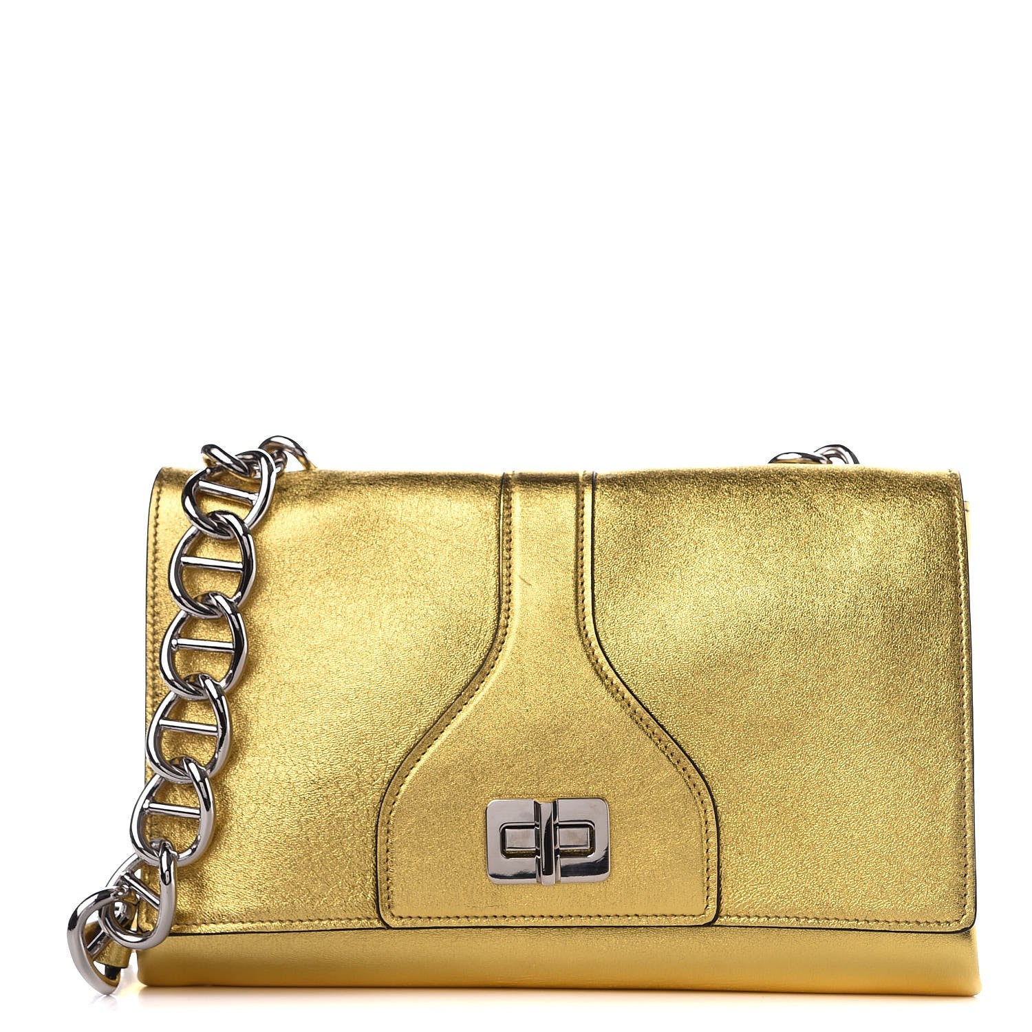 Prada Vitello Soft Chain Flap Bag Gold 1 of 8