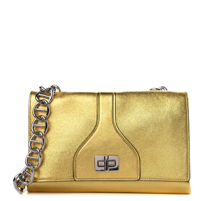 Prada Vitello Soft Chain Flap Bag Gold 1 of 8