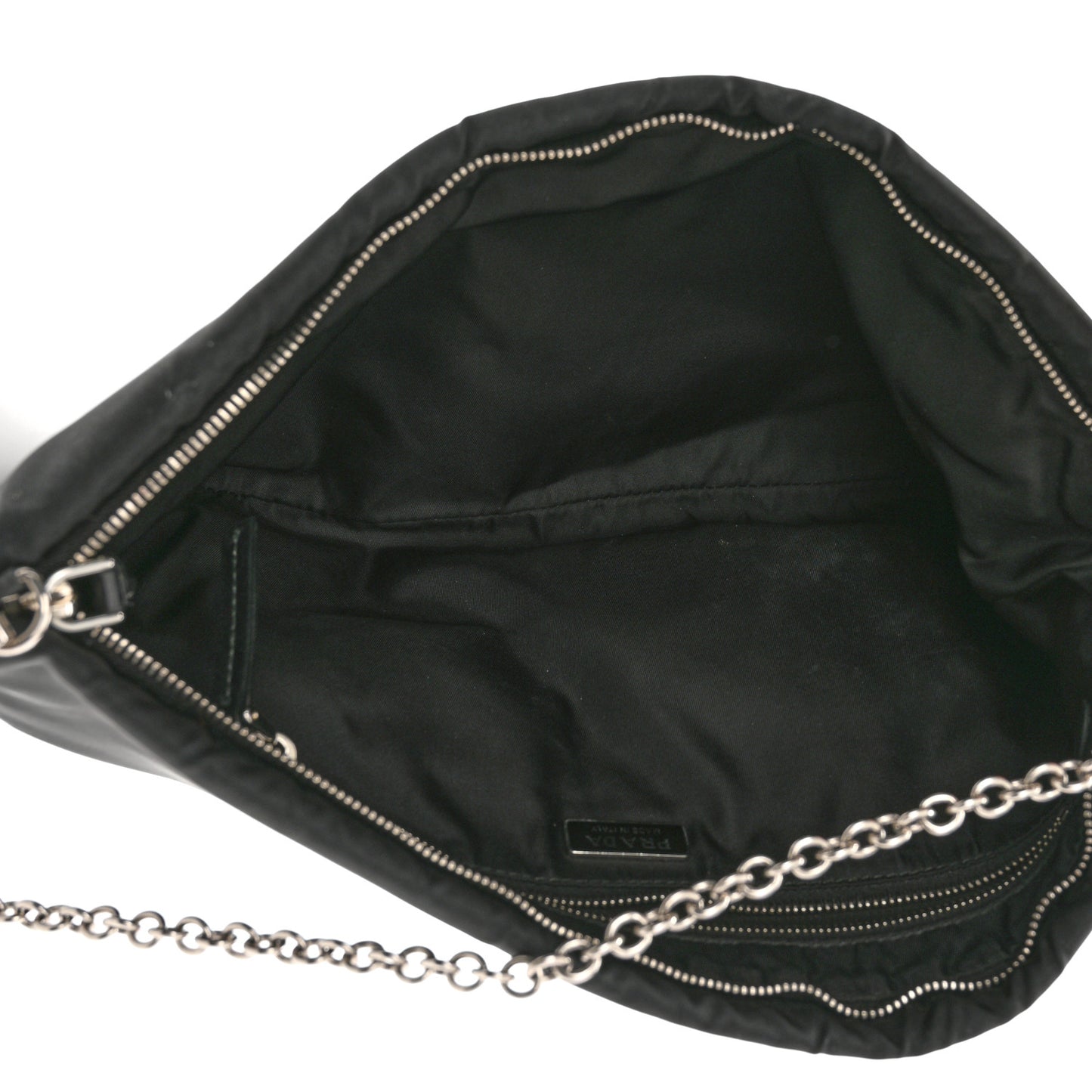 Tessuto Nylon Soft Padded Medium Chain Clutch Bag Black
