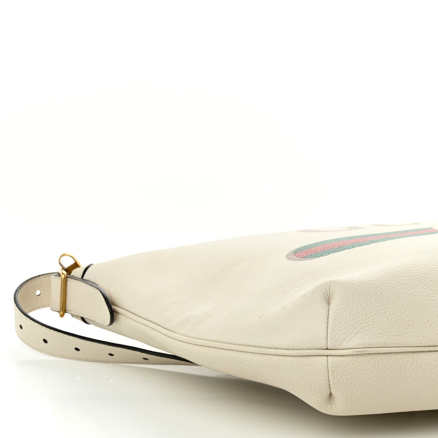 Grained Calfskin Logo Half Moon Hobo White