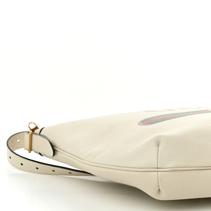 Gucci Grained Calfskin Logo Half Moon Hobo White 9 of 13