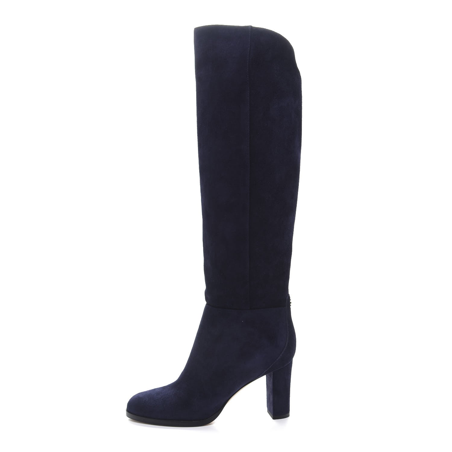 Jimmy Choo Suede Madalie 80 Knee High Boots 35.5 Navy 1 of 7
