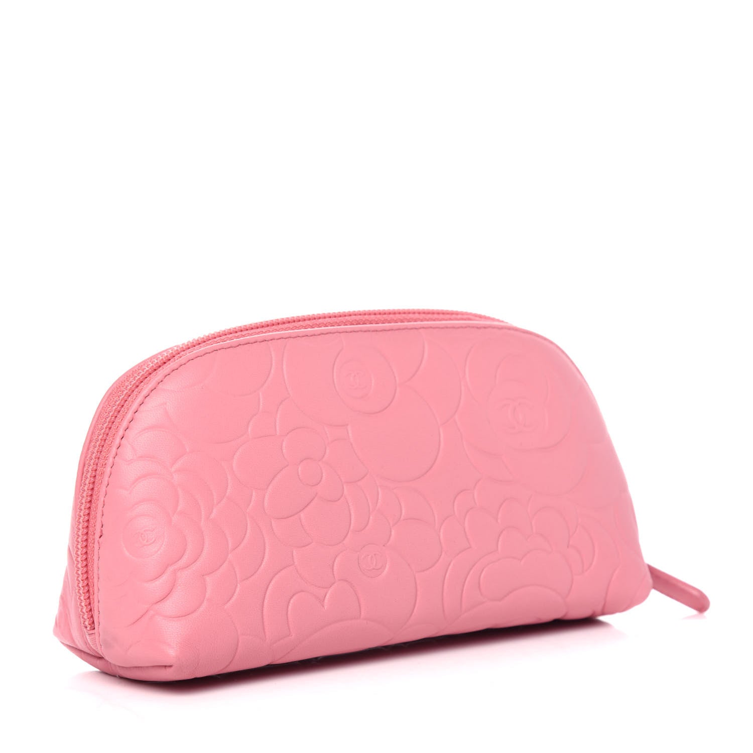 Chanel Lambskin Camellia Embossed Cosmetic Case Pink 3 of 8