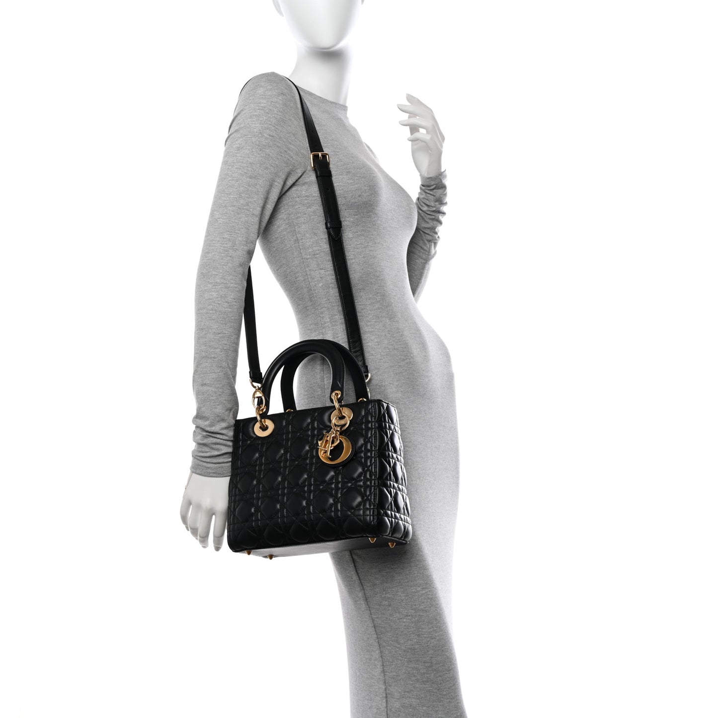 Lambskin Cannage Medium Lady Dior Black