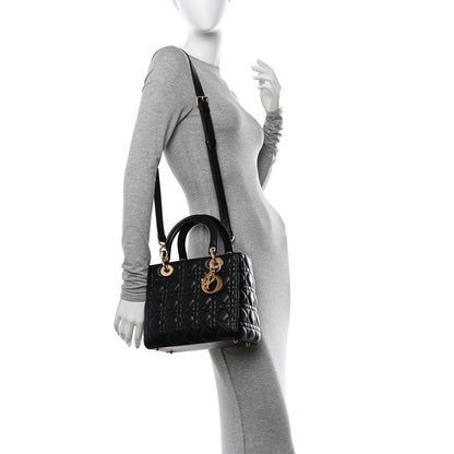 Christian Dior Lambskin Cannage Medium Lady Dior Black 2 of 10