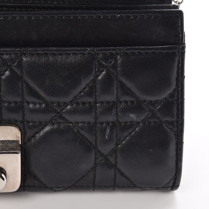 Christian Dior Lambskin Cannage New Lock Wallet Black 11 of 15