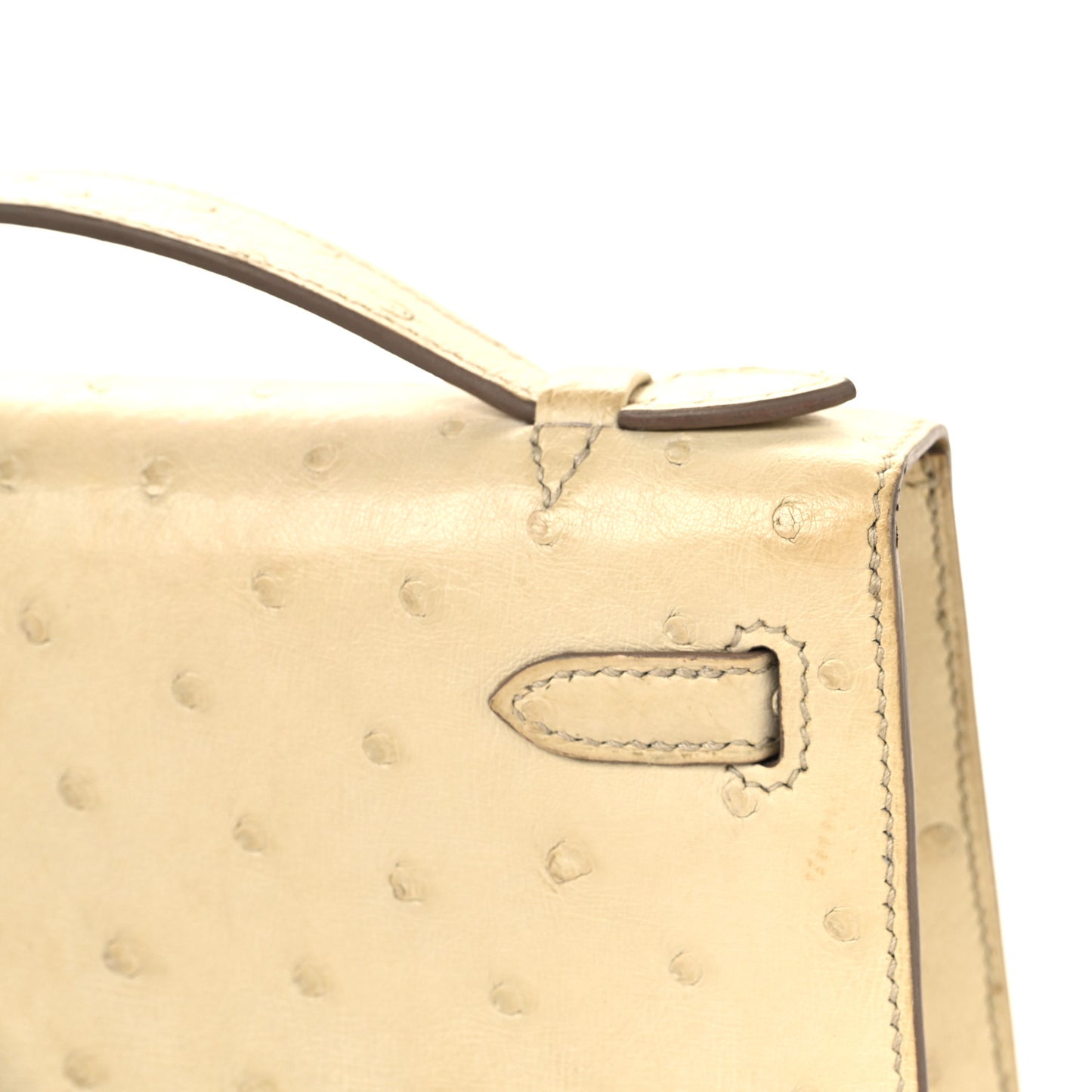 Ostrich Kelly Pochette Clutch Beton