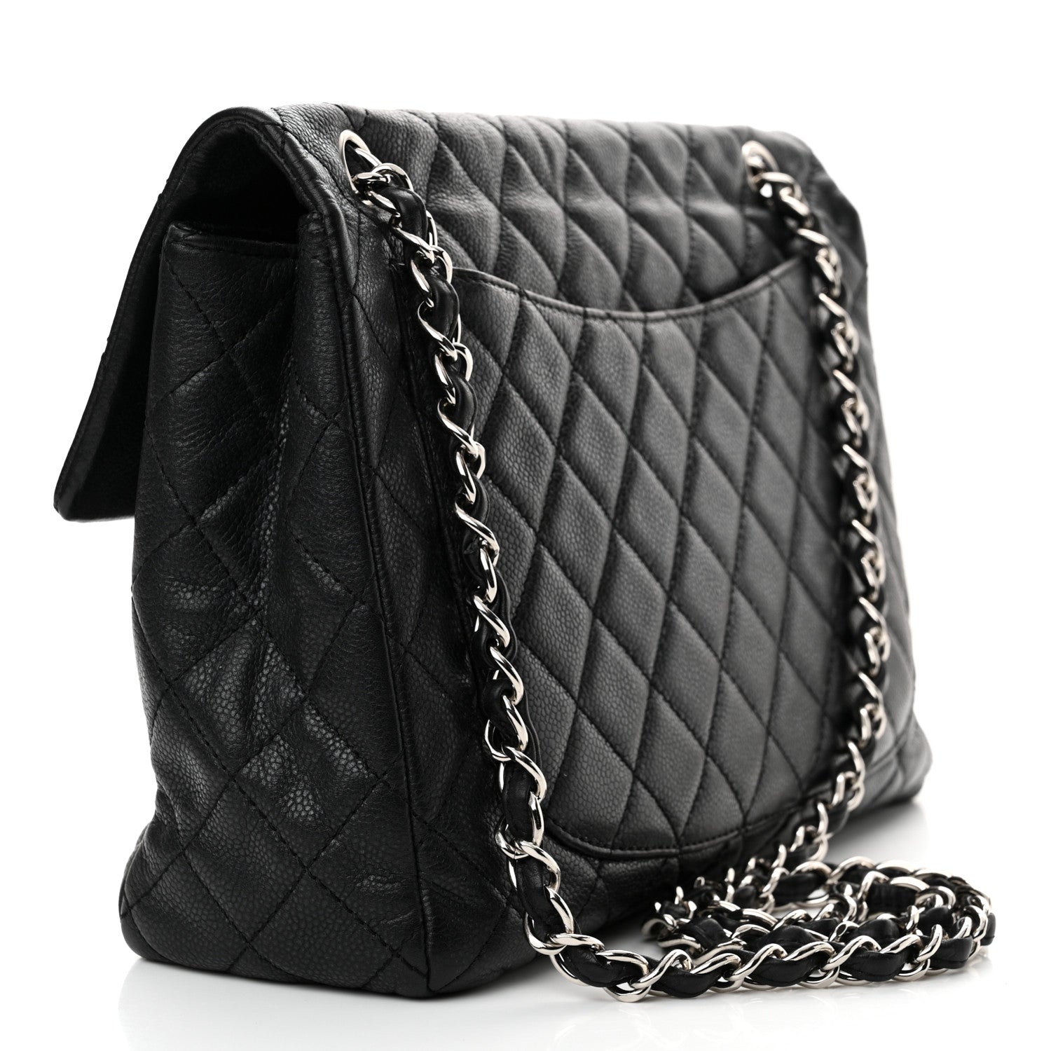 Chanel Washed Caviar Quilted Maxi Single Flap Black 3 of 13
