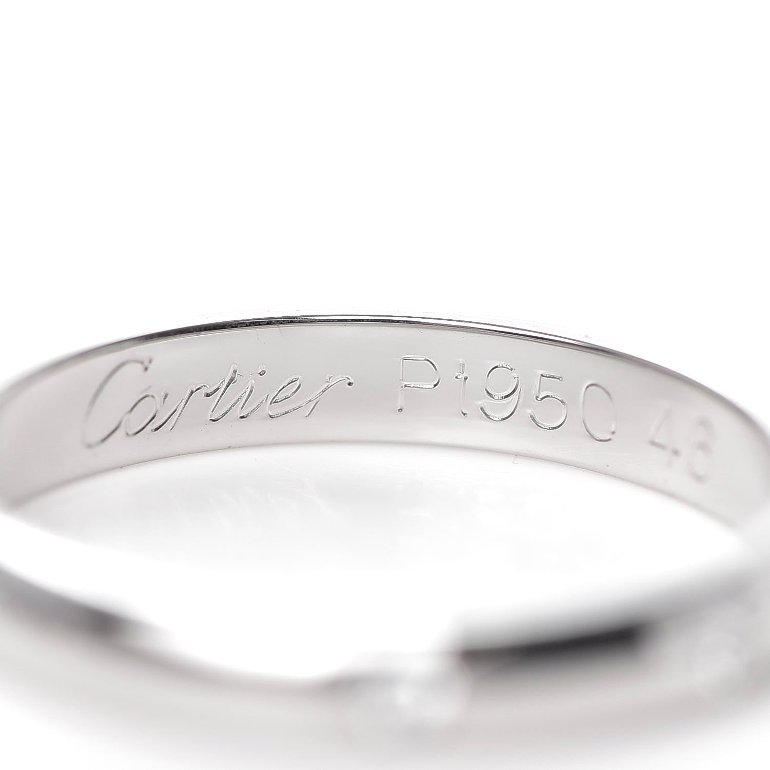 Cartier Platinum 3 Diamond 2.6mm 1895 Wedding Band Ring 46 3.75 4 of 5