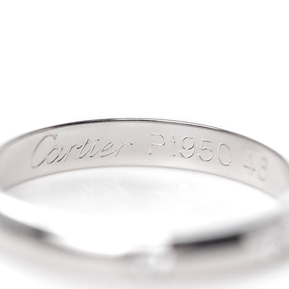 Cartier Platinum 3 Diamond 2.6mm 1895 Wedding Band Ring 46 3.75 4 of 5