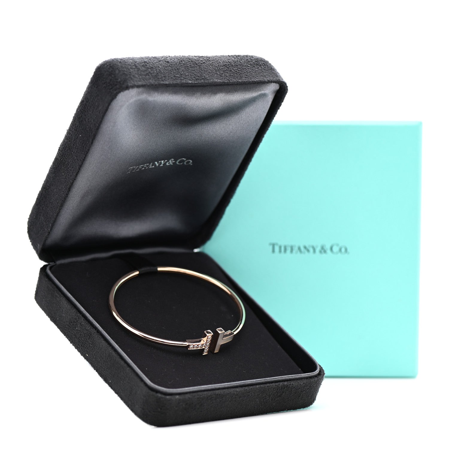 Tiffany 18K Rose Gold Diamond Mother of Pearl T Wire Bracelet 4 of 4