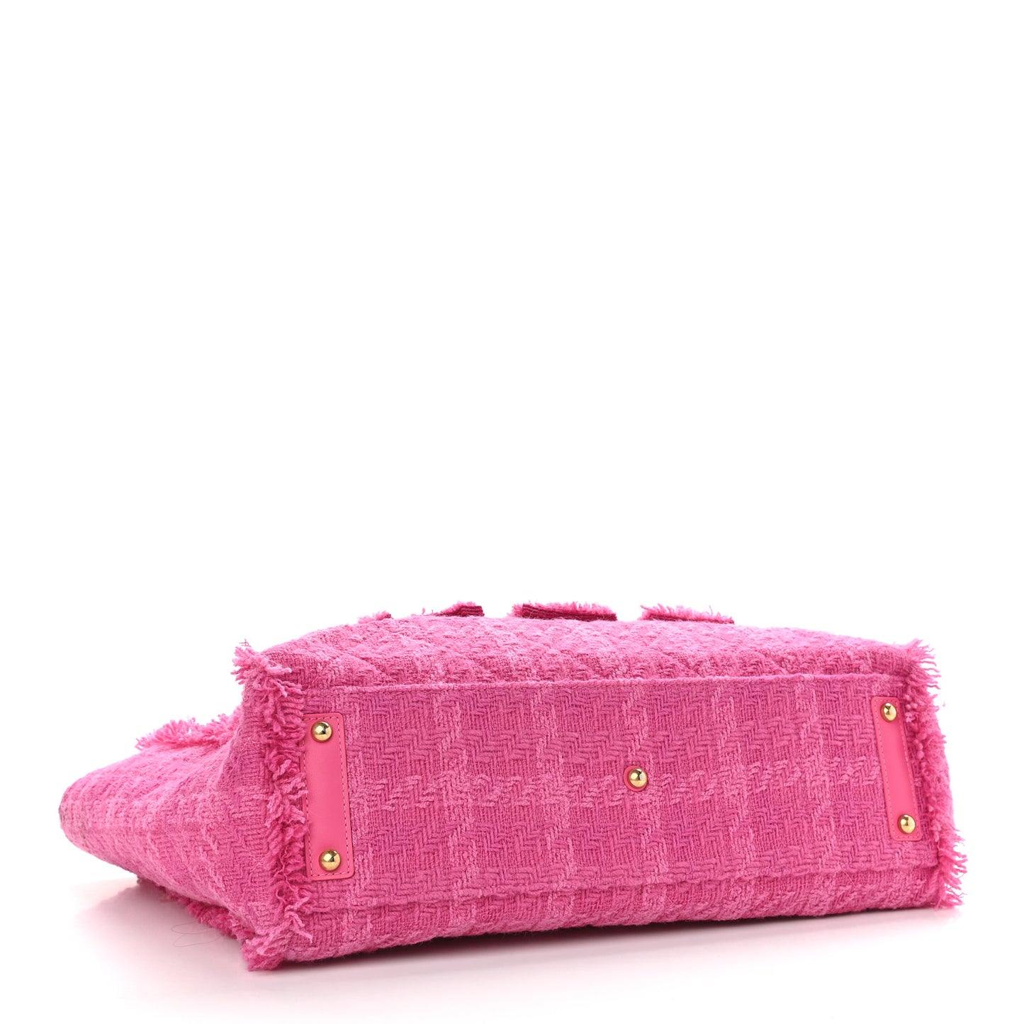 Wool Tweed Large Zipped Shopping Tote Pink
