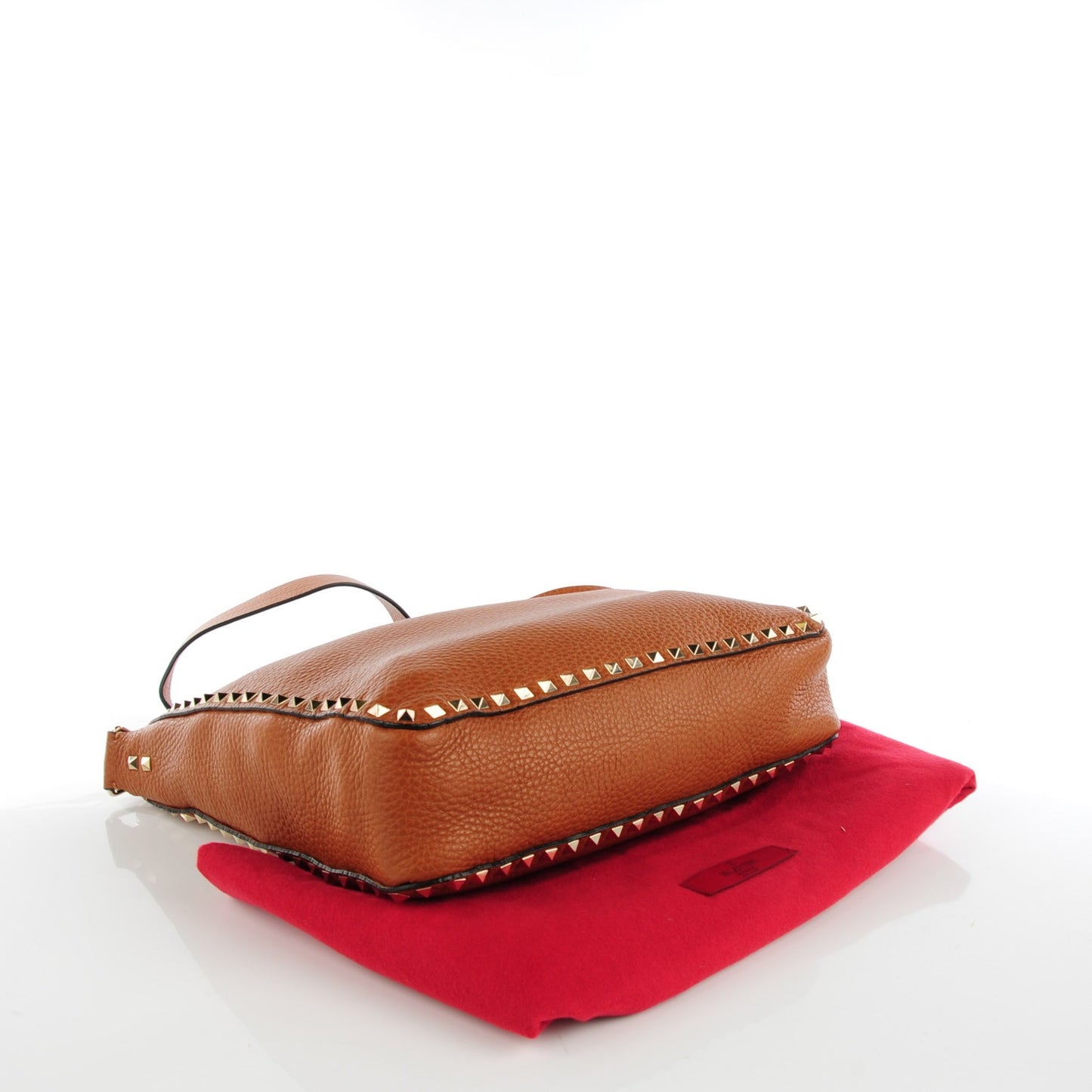 Pebbled Calfskin Large Rockstud Flip-Lock Messenger Bag Light Cuir
