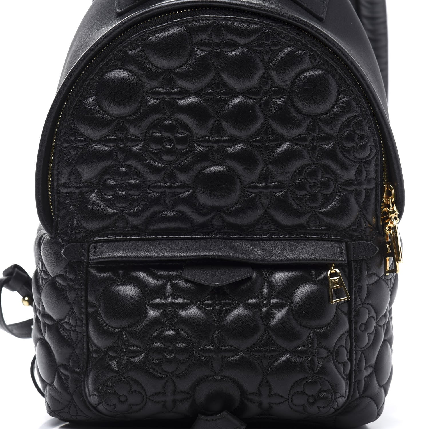 Louis Vuitton Lambskin Flower Quilted Palm Springs Backpack PM Black 9 of 9