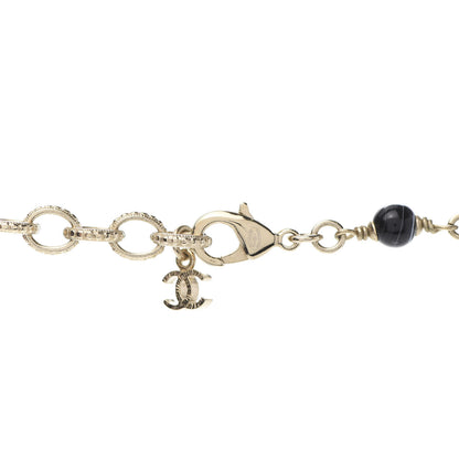 Chanel Beaded Sheep CC Long Necklace Gold Black 6 of 7