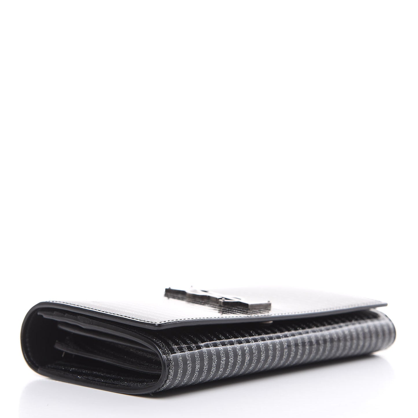Patent Glitter Striped Classic Monogram Cassandre Wallet Black Silver
