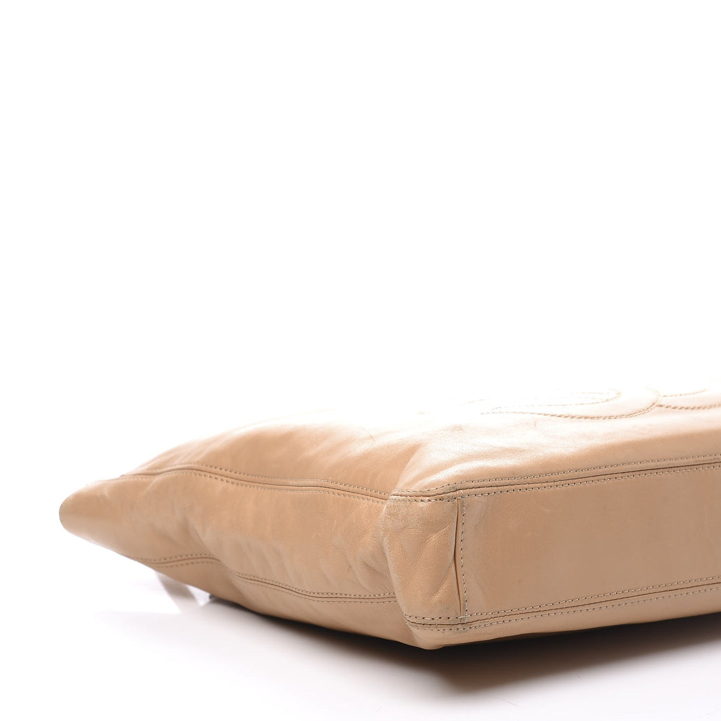 Lambskin CC Stitched Tote Beige