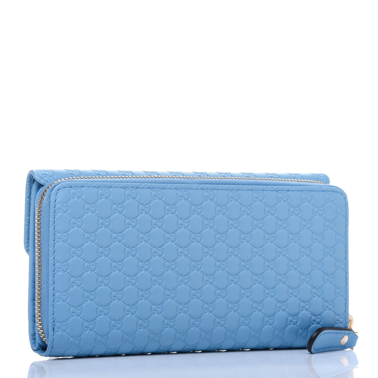 Gucci Soft Microguccissima Continental Zip Wallet Mineral Blue 3 of 14