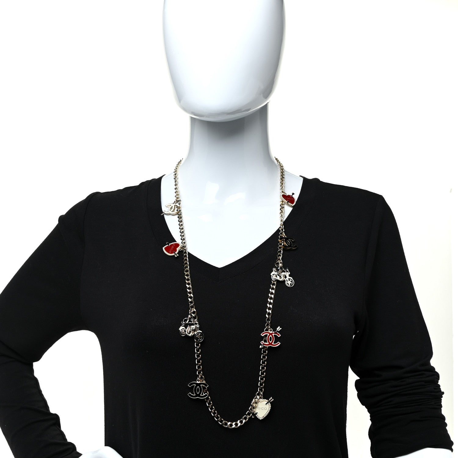 Chanel Enamel Charm CC Long Necklace Gold 2 of 4