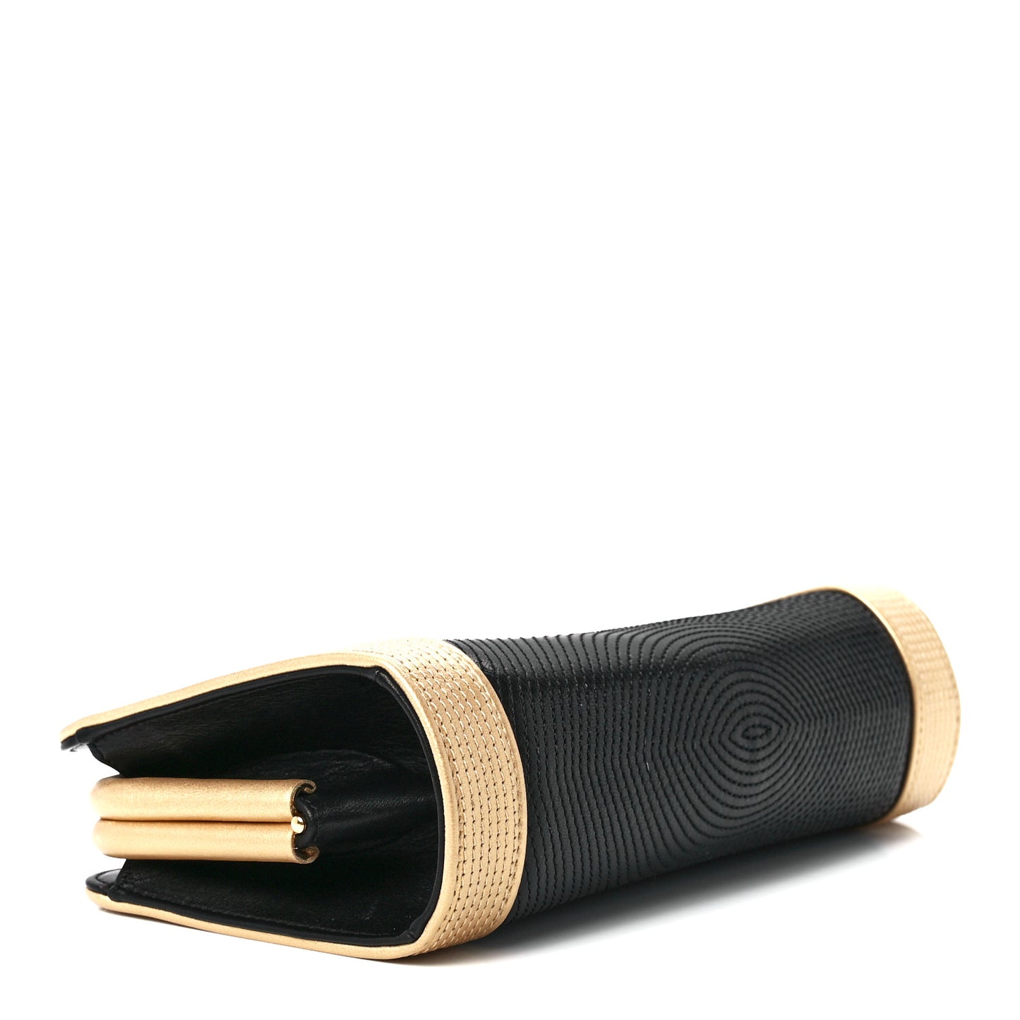 Lambskin Stitched Clutch Black Gold