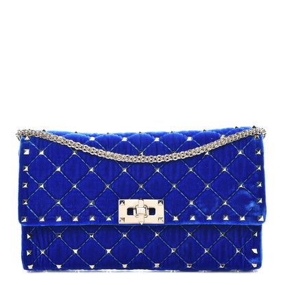 Valentino Garavani Velvet Rockstud Spike Wallet on Chain Acid Blue 1 of 6