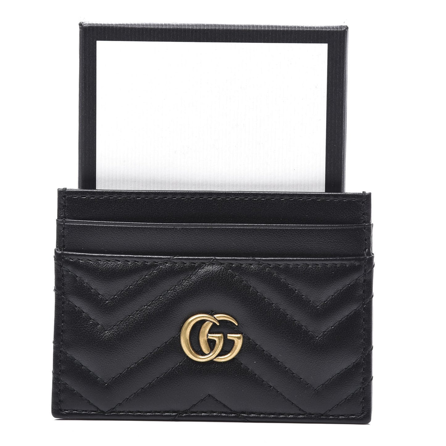 Calfskin Matelasse GG Marmont Card Holder Black