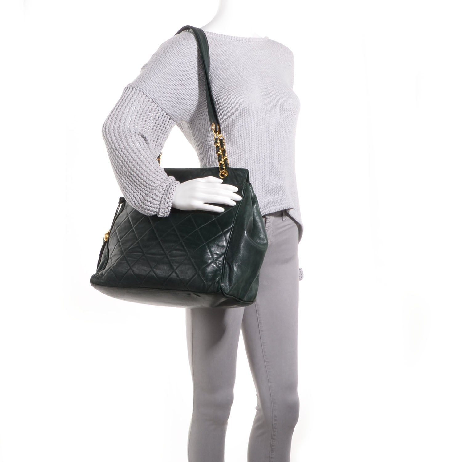 Chanel Lambskin Shoulder Bag Green 2 of 7