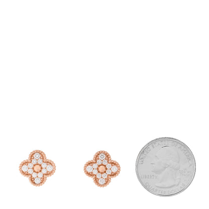 Van Cleef & Arpels 18K Rose Gold Diamond Vintage Alhambra Earrings 2 of 5