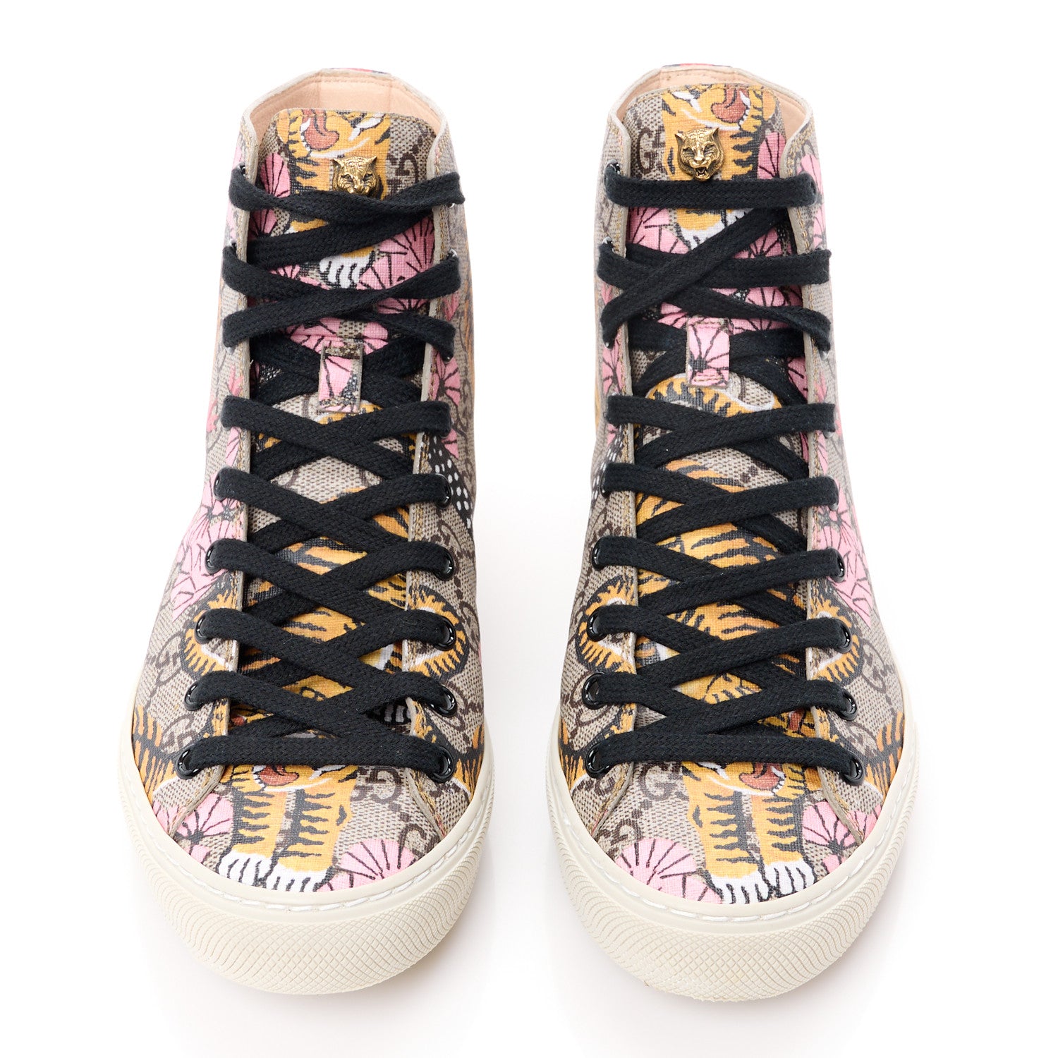 Gucci GG Supreme Monogram Bengal Pearl Womens High Top Sneakers 36 Beige Pink 2 of 9