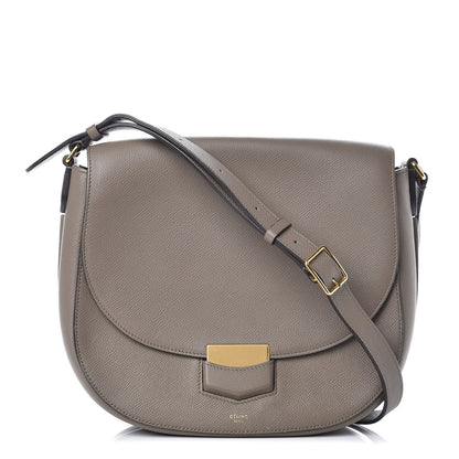 Celine Grained Calfskin Medium Trotteur Taupe 1 of 9
