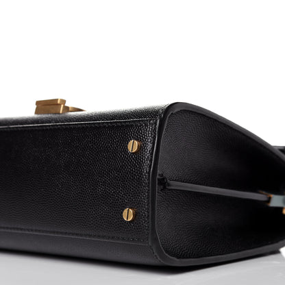 Saint Laurent Grain de Poudre Mini Classic Monogram Cassandra Top Handle Black 9 of 9