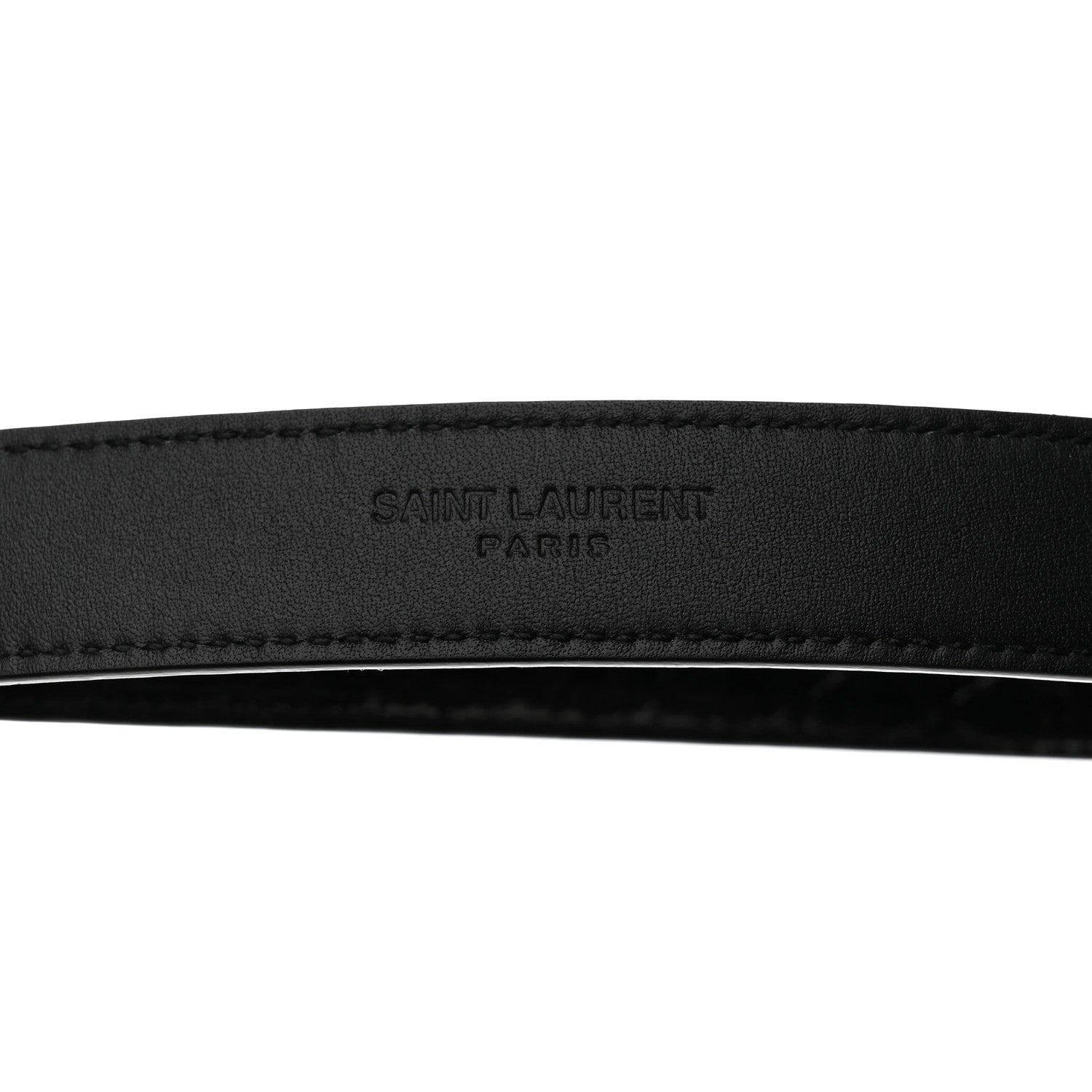 Saint Laurent Patent Calfskin Snakeskin Embossed 20mm Cintura Belt 80 32 Black 5 of 6