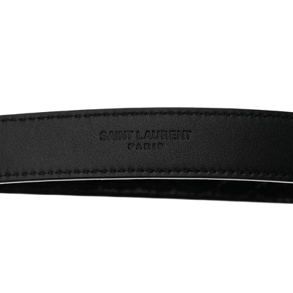 Saint Laurent Patent Calfskin Snakeskin Embossed 20mm Cintura Belt 80 32 Black 5 of 6