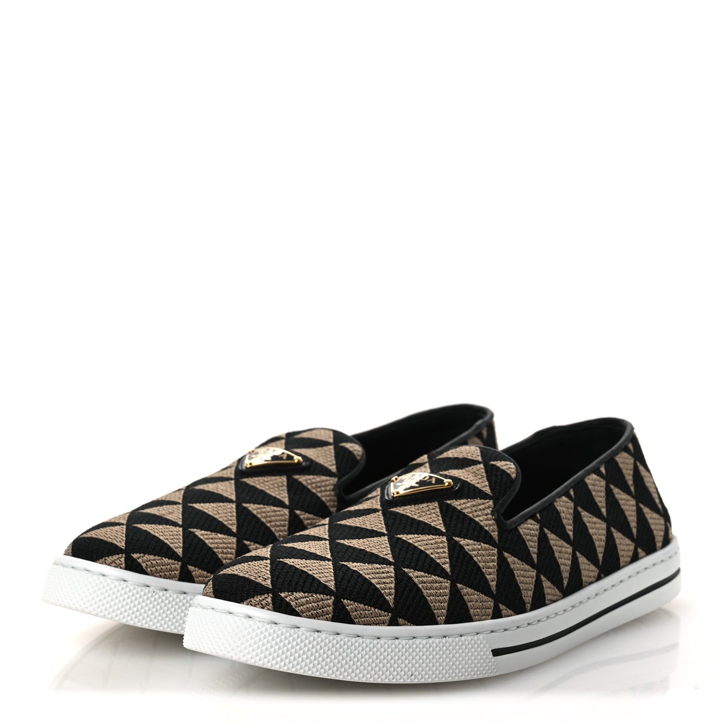 Jacquard Trianglolo Symbole Embroidered Metal Triangle Logo Slip On Sneakers 36.5 Corda Black