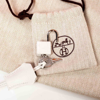 Hermes Swift Toile Birkin 35 Blanc Vert Miliatire 8 of 11