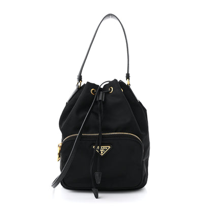 Prada Saffiano Tessuto Nylon Mini Bucket Crossbody Bag Black 1 of 9