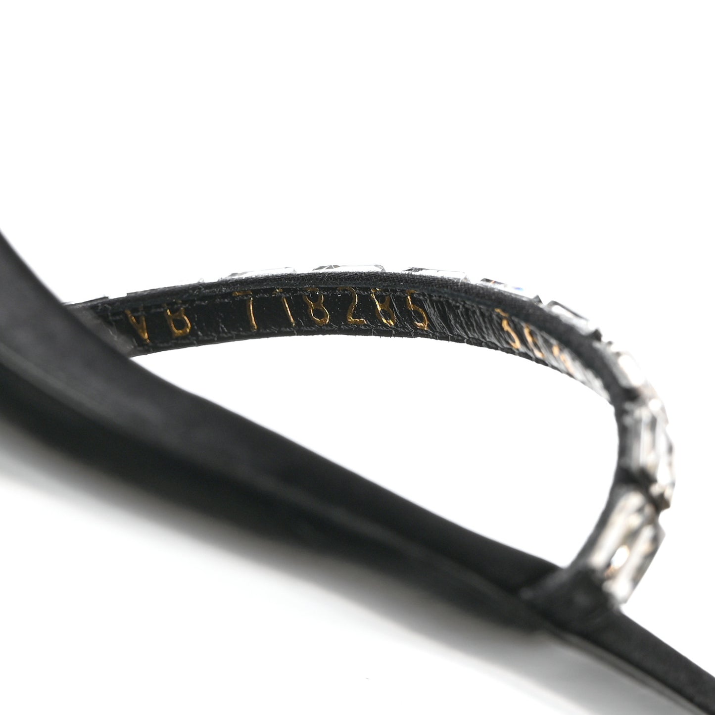 Satin Crystal Gloria 100 Ankle Strap Sandals 36.5 Black
