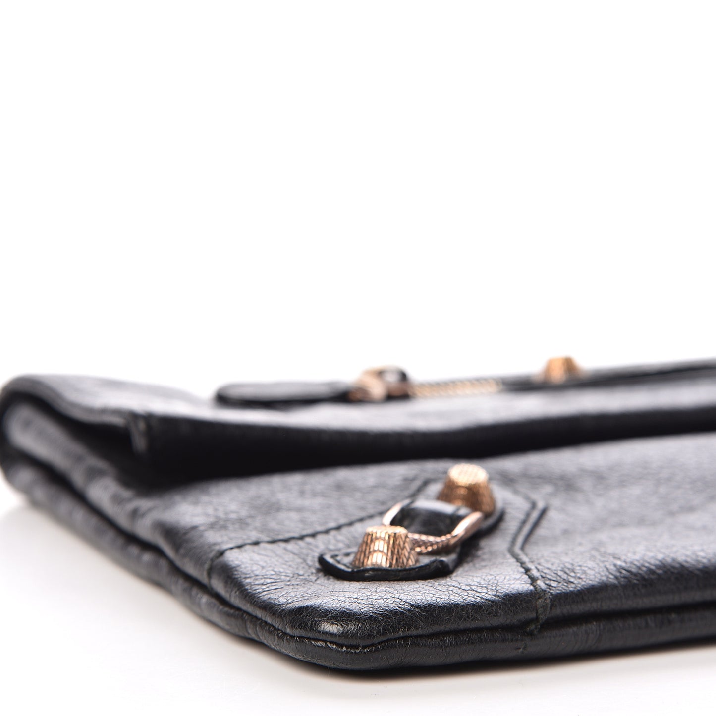 Agneau Giant 12 Rose Gold Hardware Envelope Clutch Black