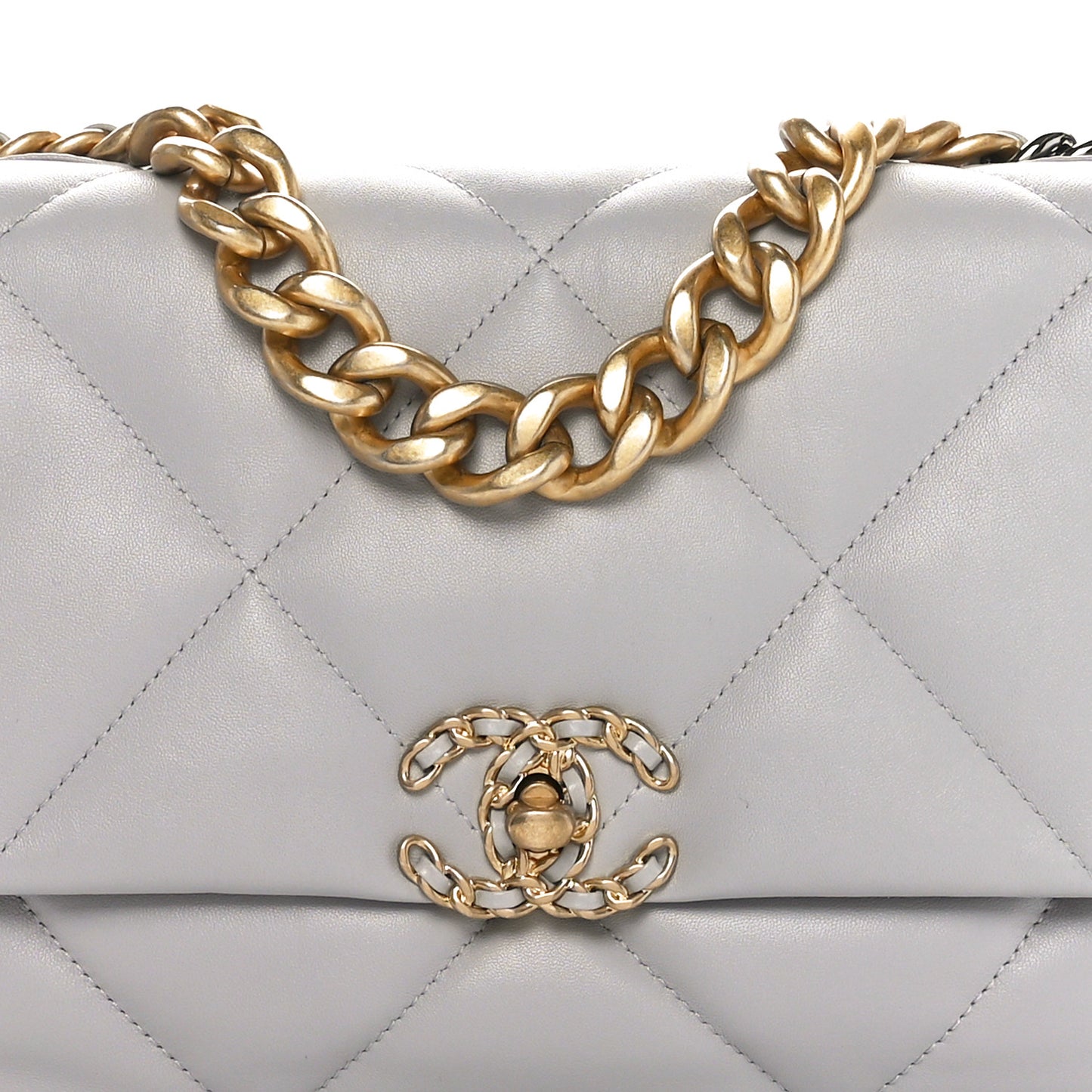Lambskin Quilted Large Chanel 19 Flap Grey