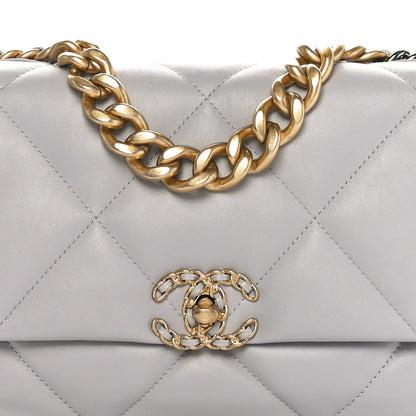 Chanel Lambskin Quilted Large Chanel 19 Flap Grey 8 of 10