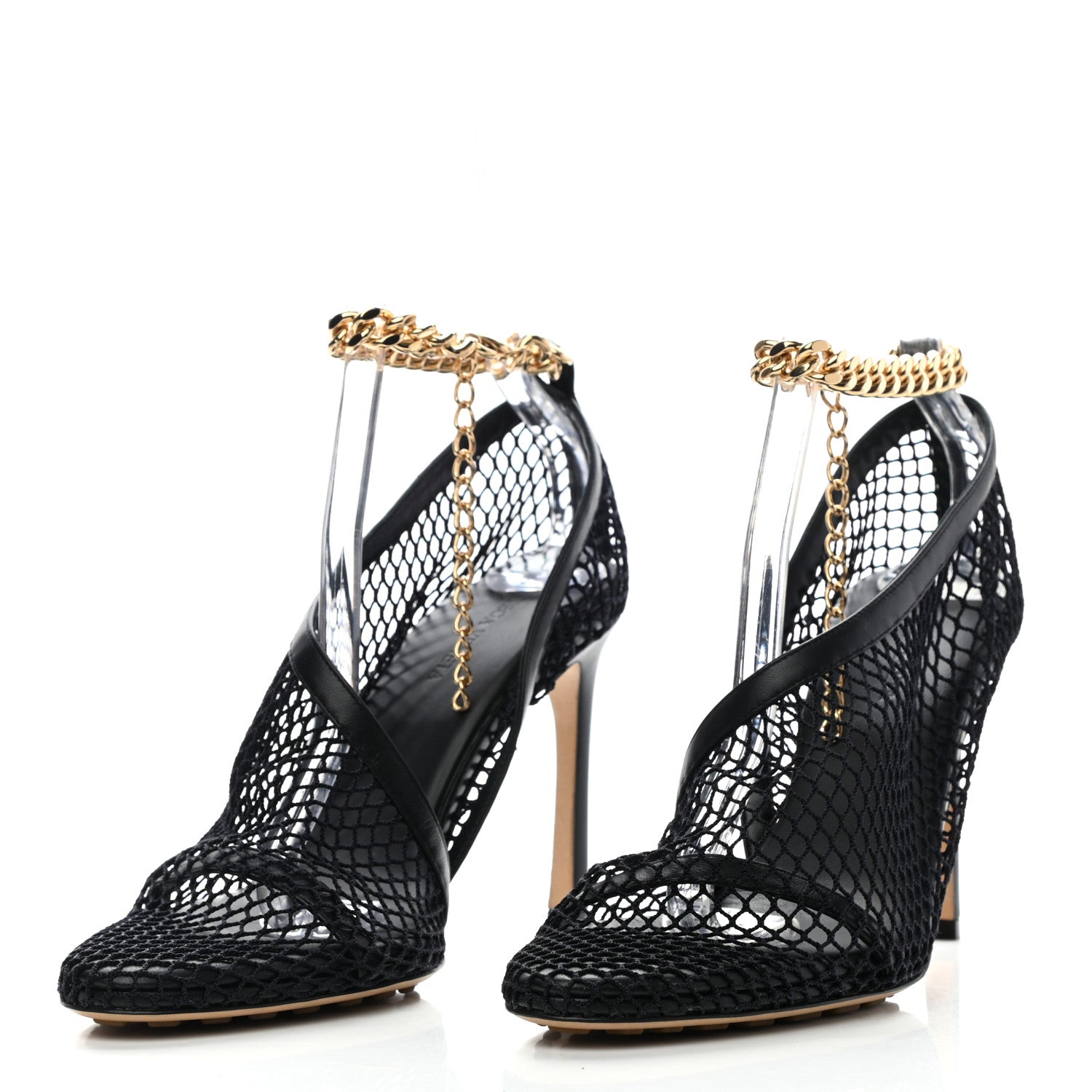 Bottega Veneta Mesh Nappa Chunky Chain Sandals 39 Black 3 of 7